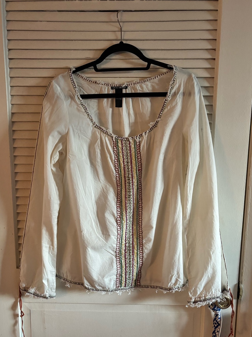 Lucky Brand Cotton Peasant Blouse size M